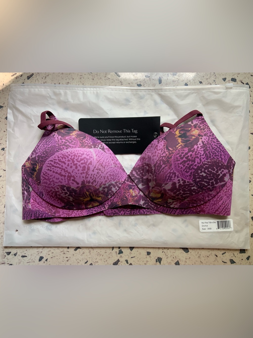 NWT EBY Purple Floral Seamless T-Shirt Bra